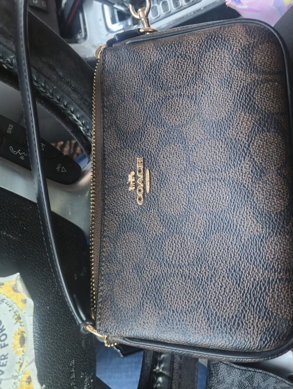 Coach Dark Brown Signature Small Crossbody with Gold Hardware